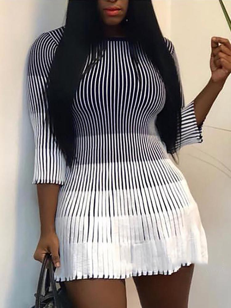 

Gradient Color Mini Casual Dress, White