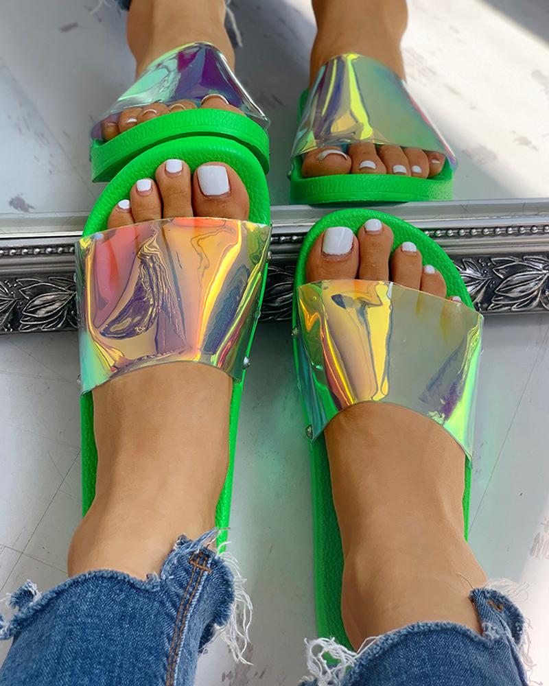 

Coloured Beach Slipper Shoes, Green