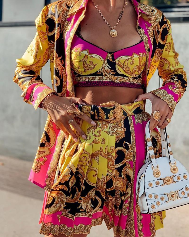 

Statement Crop Camisole + Mini Skirt + Blazer, Yellow