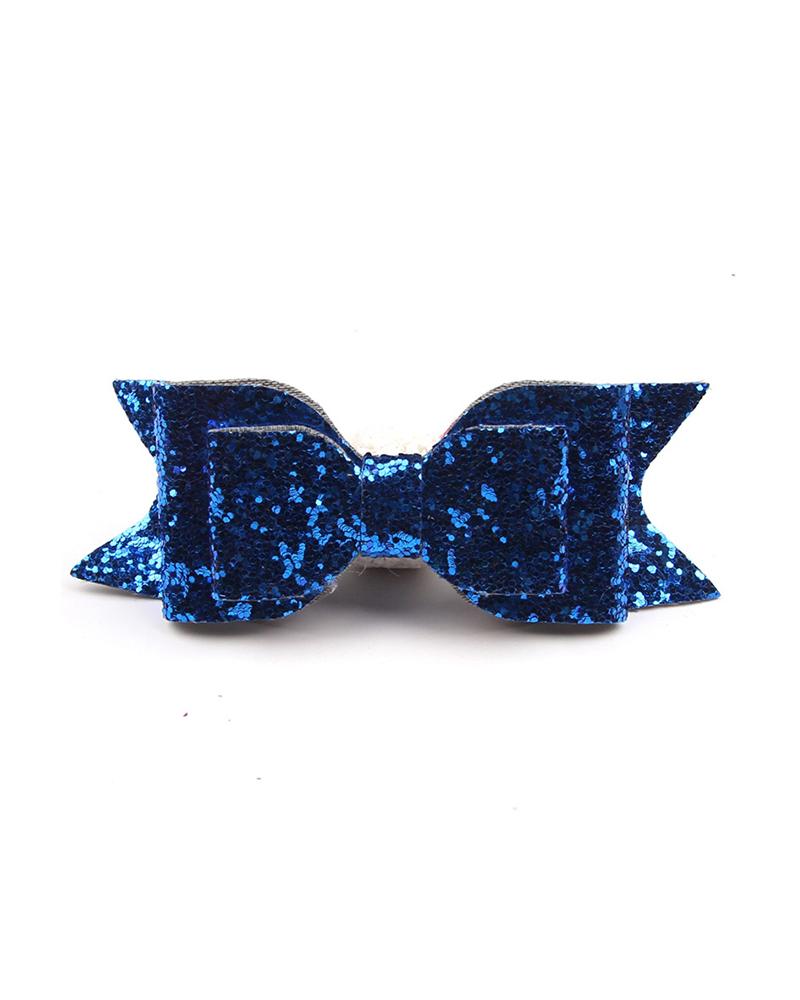 

Girls Glitter Big Bowknot Hair Clip, Dark blue