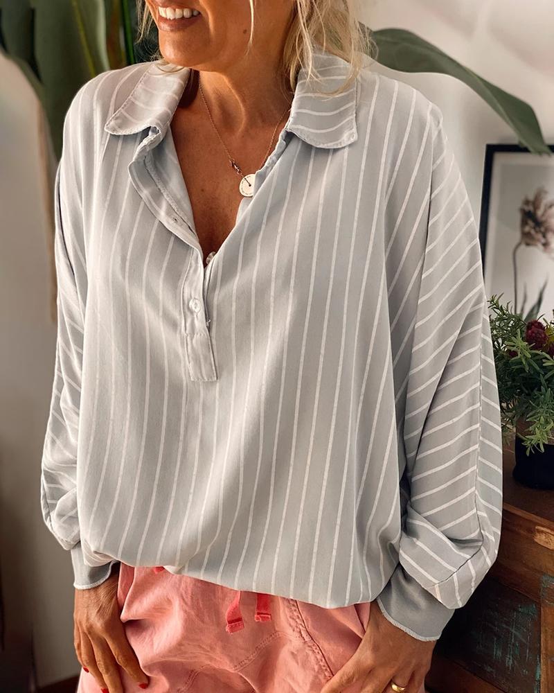 

Striped Bottoned Design Casual Shirt, Gray