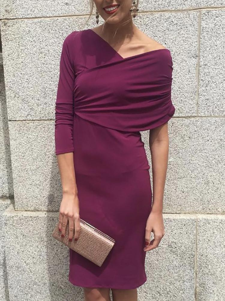

Solid Cross Over Bodycon Dress