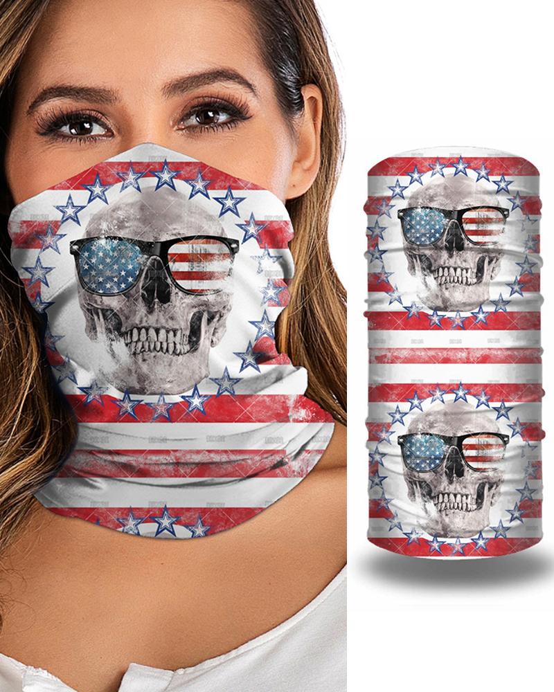 

Skull Print Breathable Face Bandana Magic Scarf Headwrap Balaclava, White