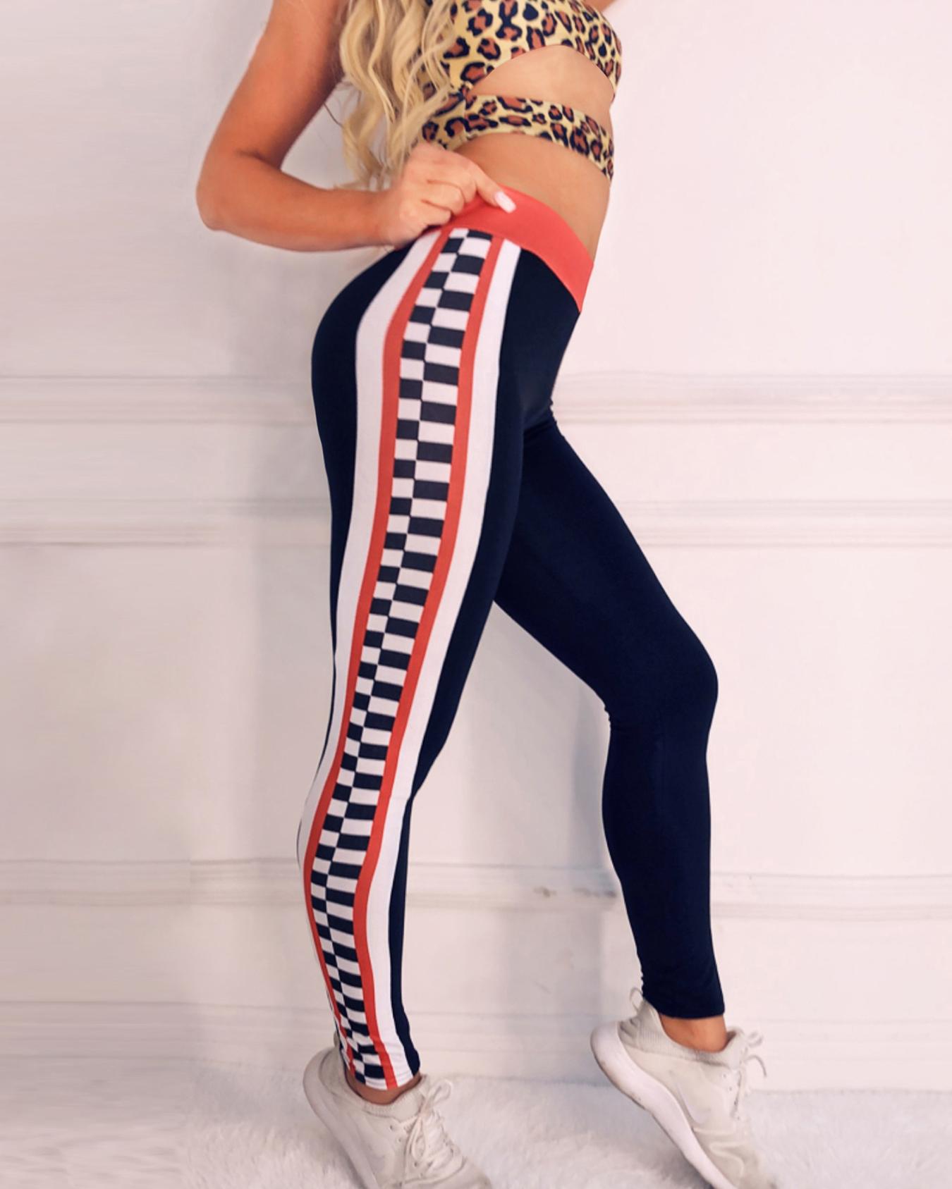 

Side Colorblock Sports Leggings, Black