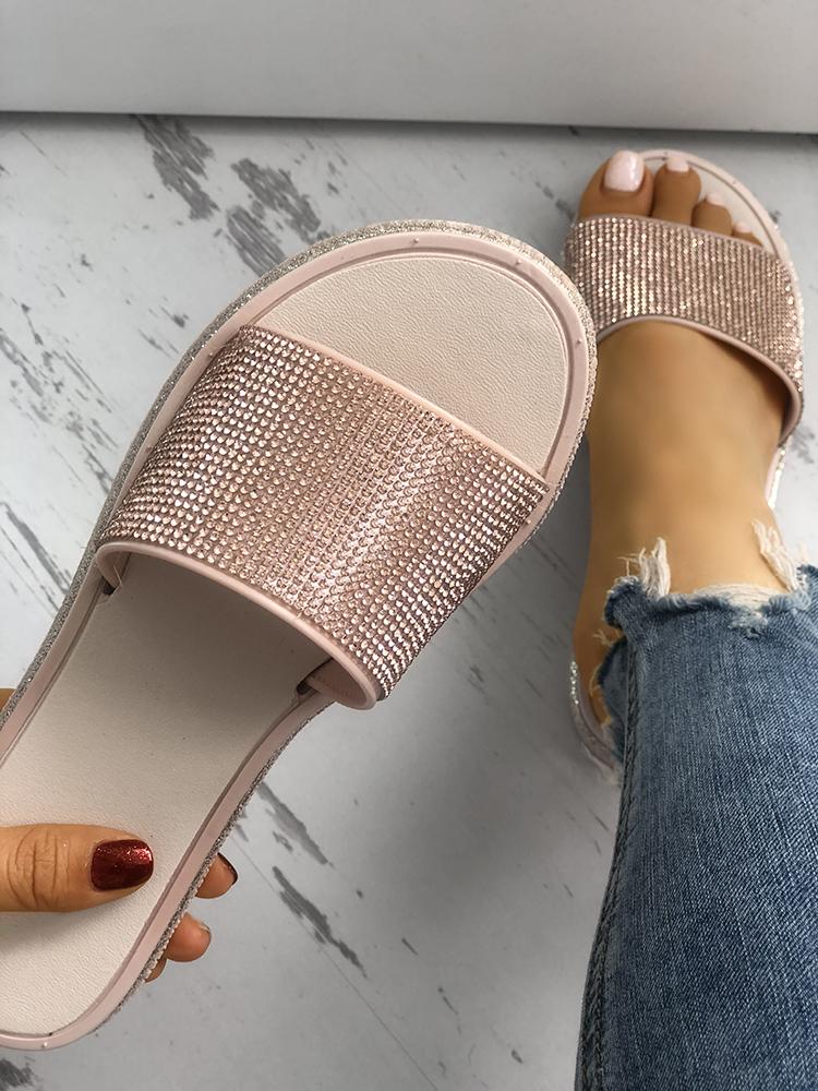 

Sequins Embellished Non-slip Slippers, Black