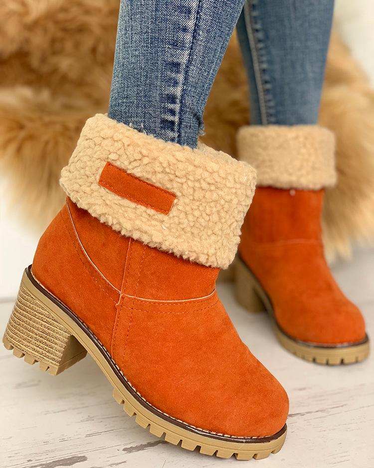 

Multi-way Non-Slip Chunky Heeled Boots, Orange