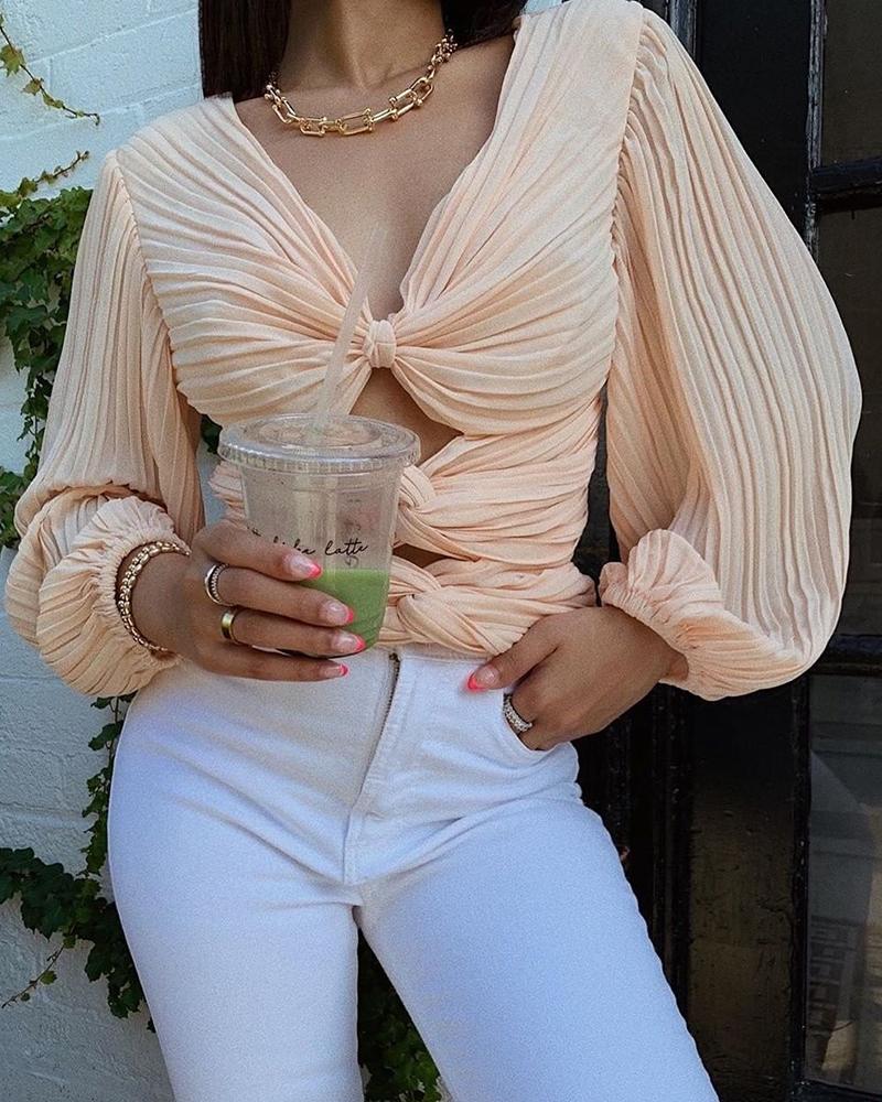 

Cut-Out Twist Front Top, Apricot