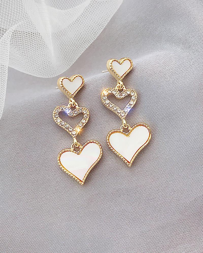 

Heart Pattern Studded Cutout Drop Earrings, Gold
