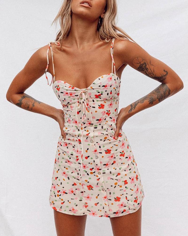

Floral Button Detail Cami Dress, Multicolor