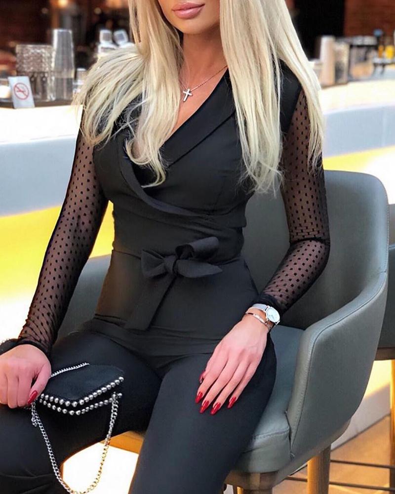 

Mesh Sleeve Tie Waist Jumpsuit