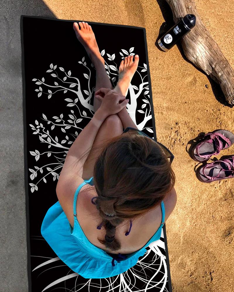 

Plant Print Portable Soft Fitness Yoga Mat(172CM * 61CM, Black