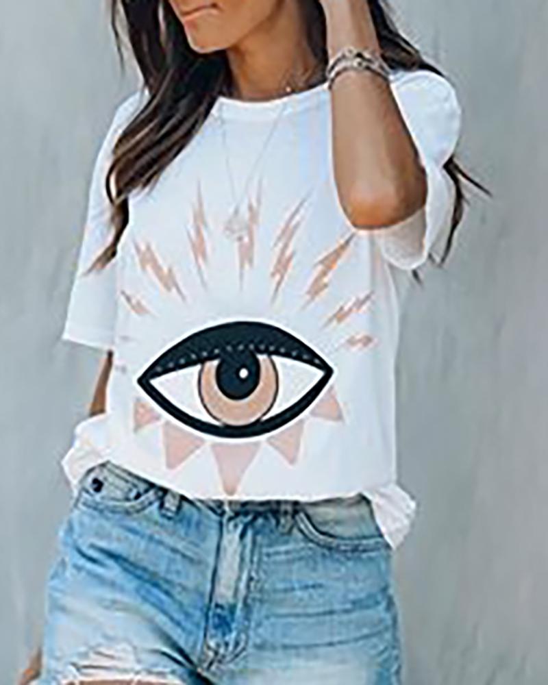 

Eye Print Short Sleeve T-shirt, White