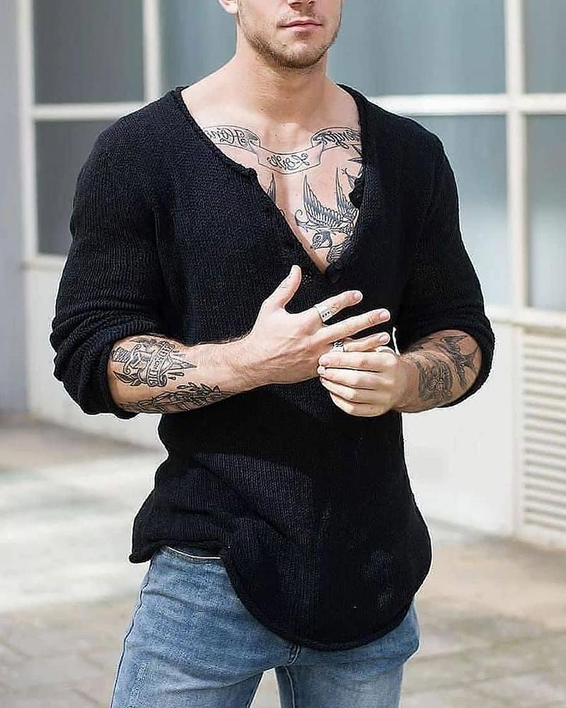 

Oversize Long Sleeve Solid Sweater, Black