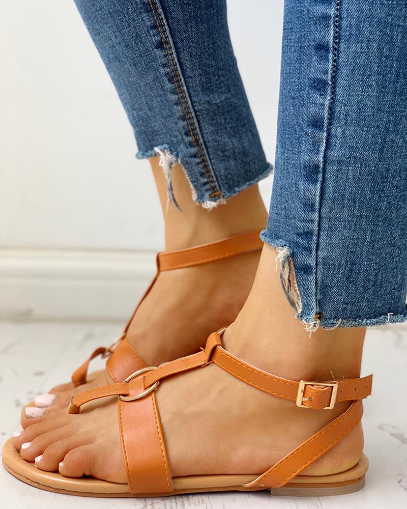 

Toe Post Casual Flat Sandals, Brown