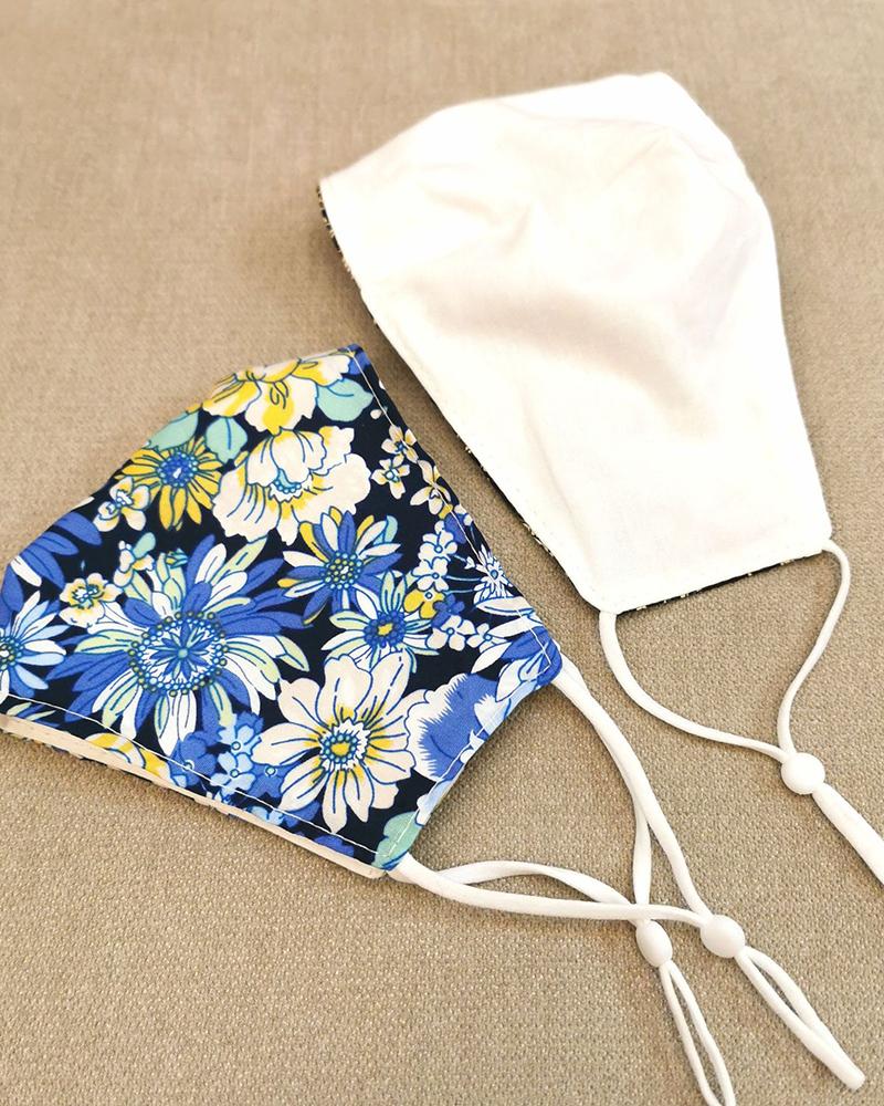 

Cotton Floral Print PM2.5 Breathable Face Mask, Blue