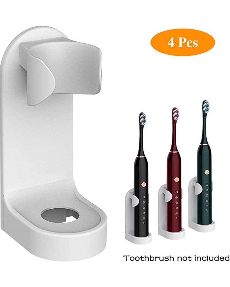 

Electric Toothbrush Holder Bathroom Holder Wall Mount Storage Set, White