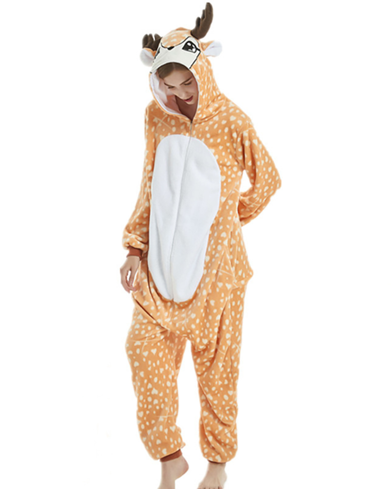 

Animal Print Zipper Front Hooded Onesie Pajamas, Style3