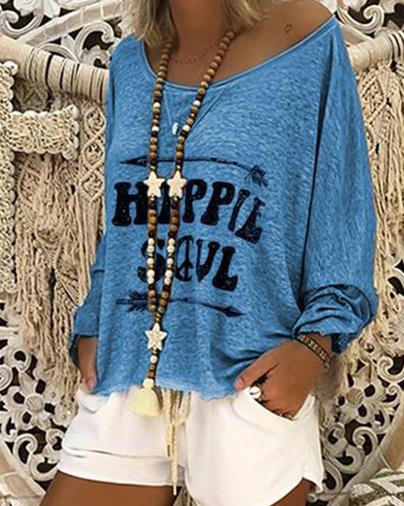 

Hippie Soul Crew Neck Top, Blue