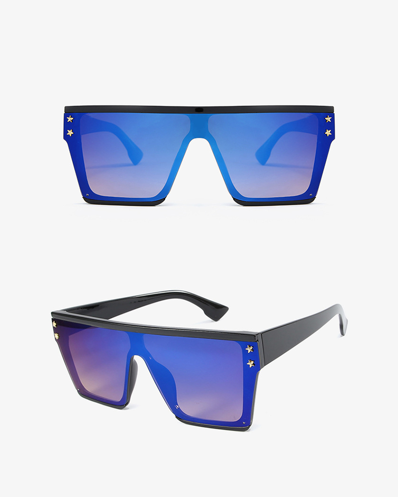 

Star Pattern Big Square Frame Sunglasses, Blue
