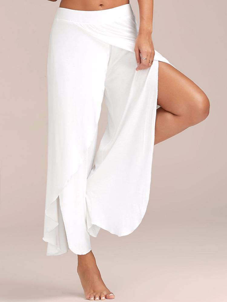 

Solid Slit Culotte Design Loose Pants