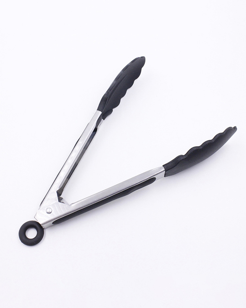 

Silicone Food Tong Stainless Steel Non-Slip Kitchen Tongs, Black