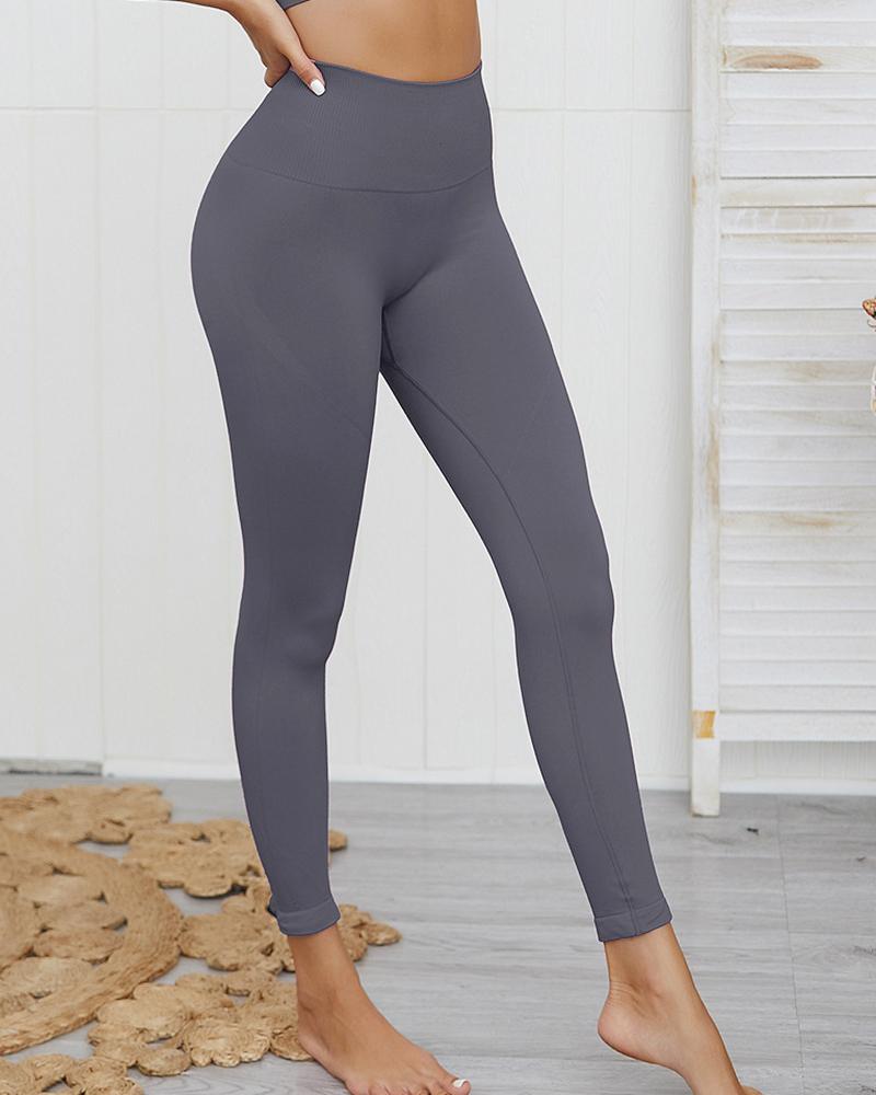 

High Waist Seamless Sports Yoga Legging, Dark grey