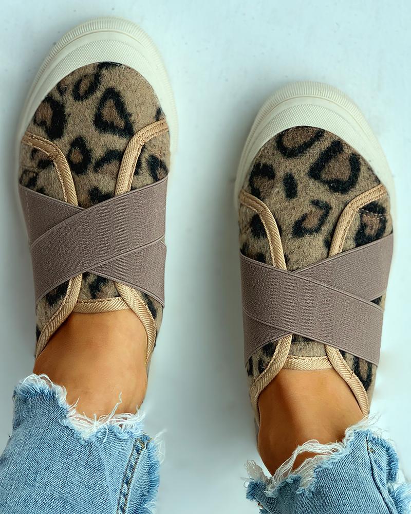 

Print Breathable Casual Sneakers, Leopard