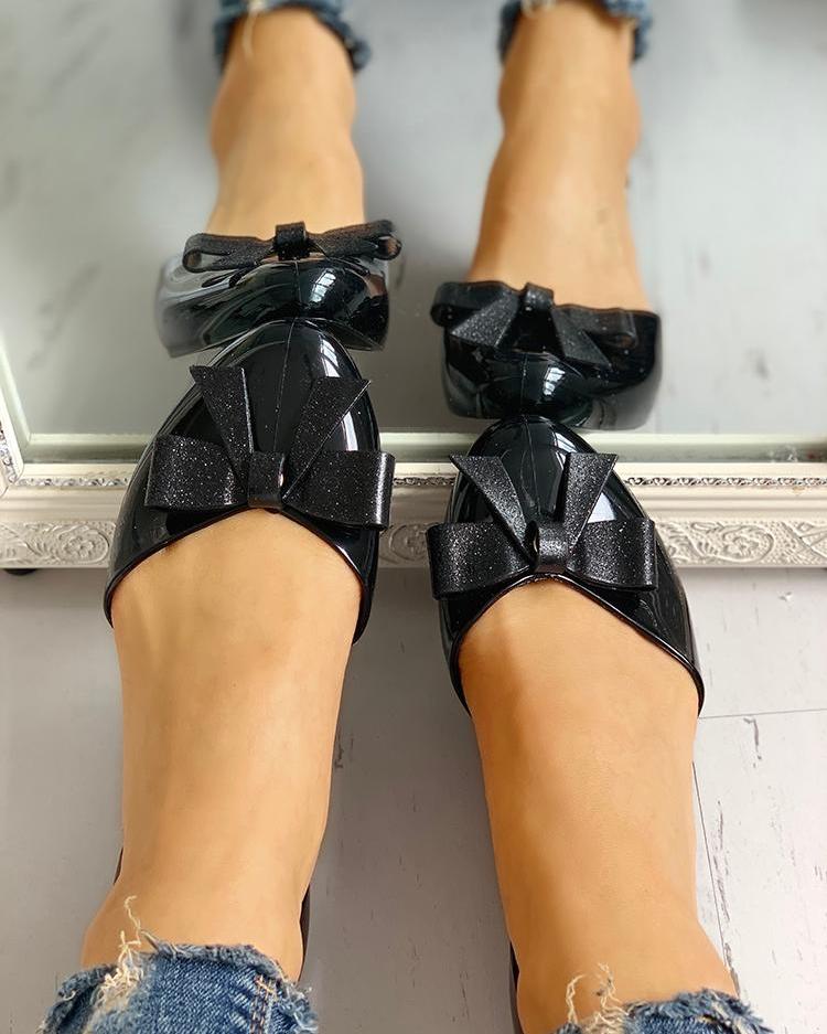 

Bowknot Embellished Casual Flat Shoes