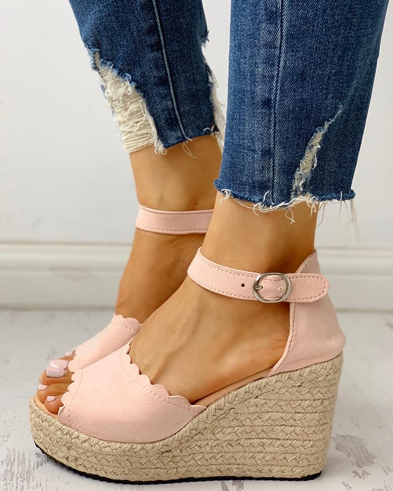 

Peep Toe Espadrille Platform Wedge Sandals, Pink