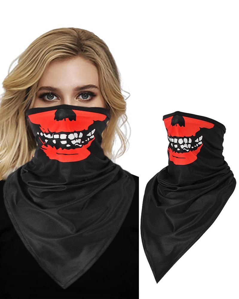 

Skull Print Face Bandana Magic Scarf Headwrap Balaclava, Red