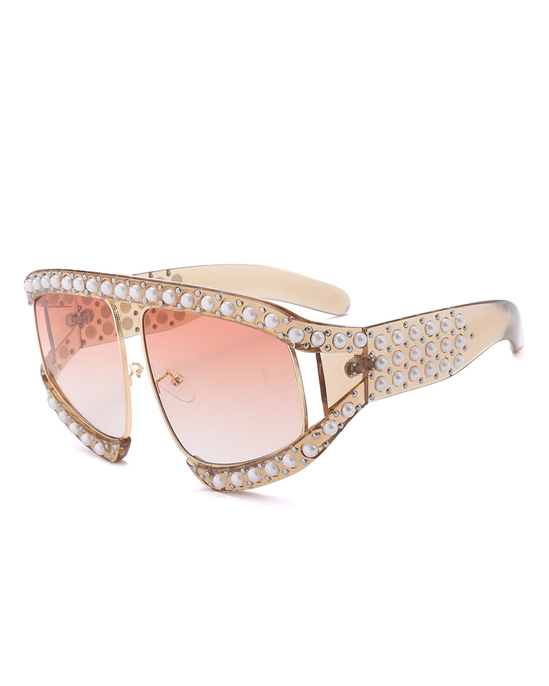 

Beaded Big Frame Sunglasses, Apricot