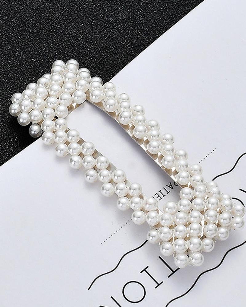 

Women Full Pearl Hair Clips Snap Barrette Stick Hairpins Hair Styling Tools, Silver