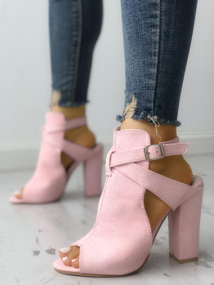 

Cutout Criss Cross Strap Peep Toe Heels