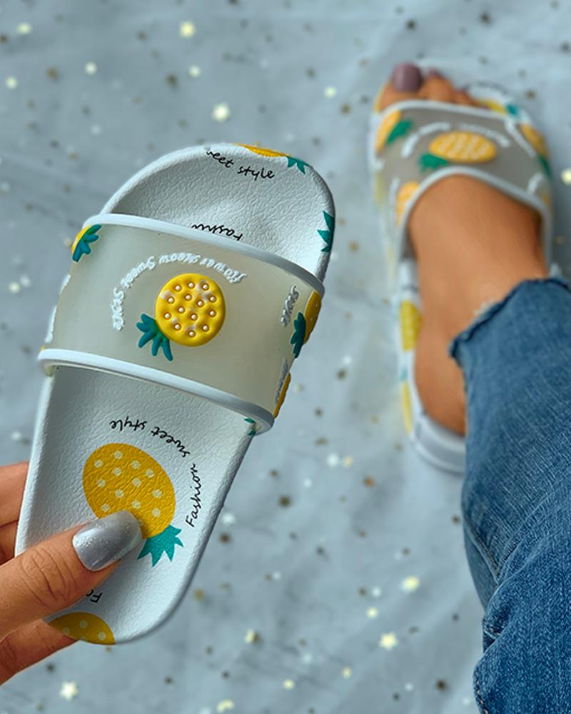 

Fruit Letter Pattern Slider Sandals For Childrens, Yellow