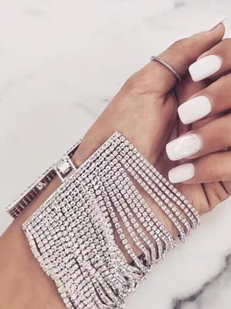 

Glittering Shiny Layered Patchwork Bracelet, Silver