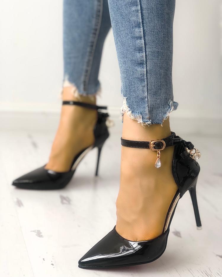

Sexy Bowknot Ankle Strap Peep Toe High heels, Black