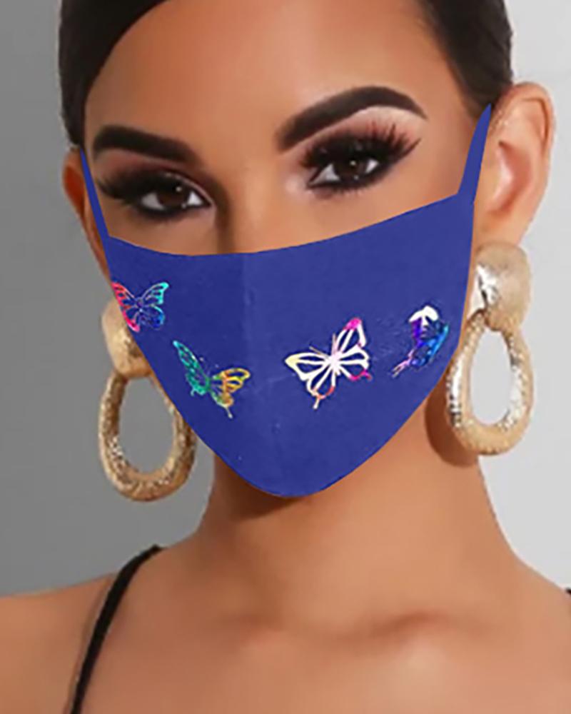 

Butterfly Print Ear Loop Breathable Mouth Mask, Blue