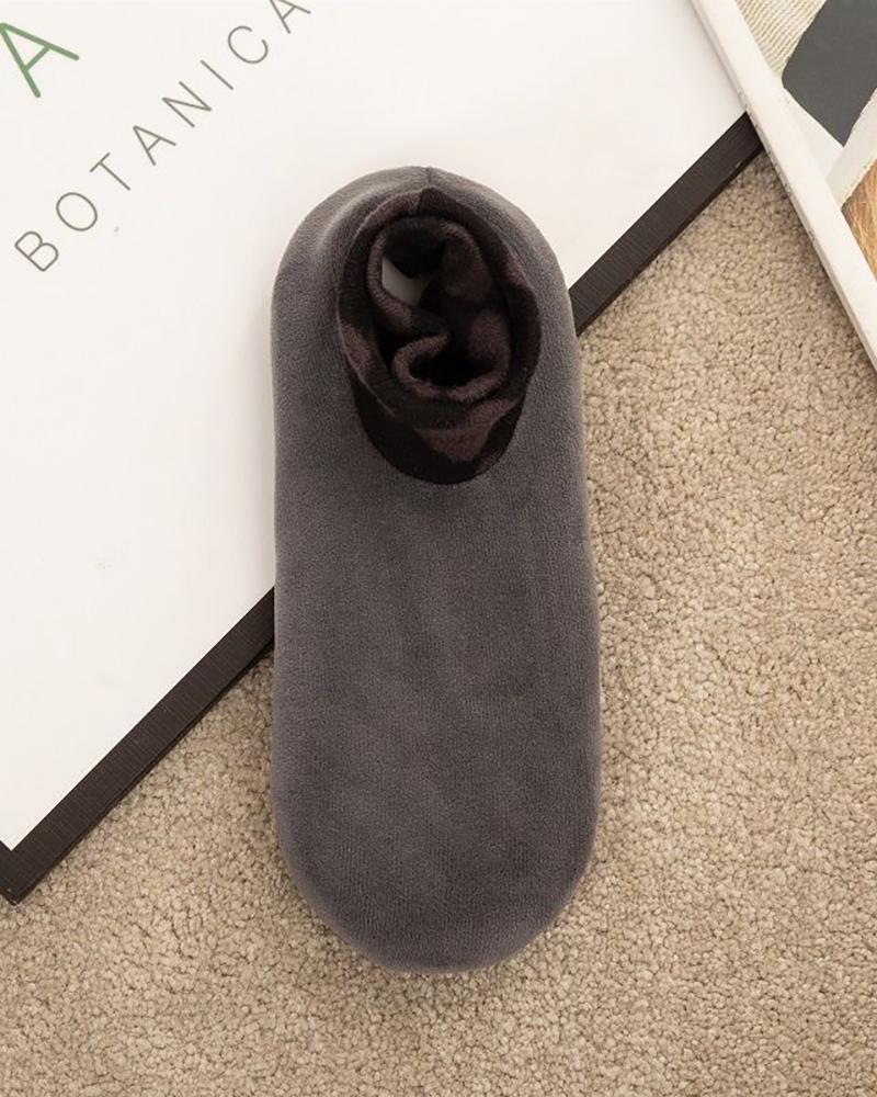 

Men Cheetah Indoor Non-slip Thermal Socks, Gray