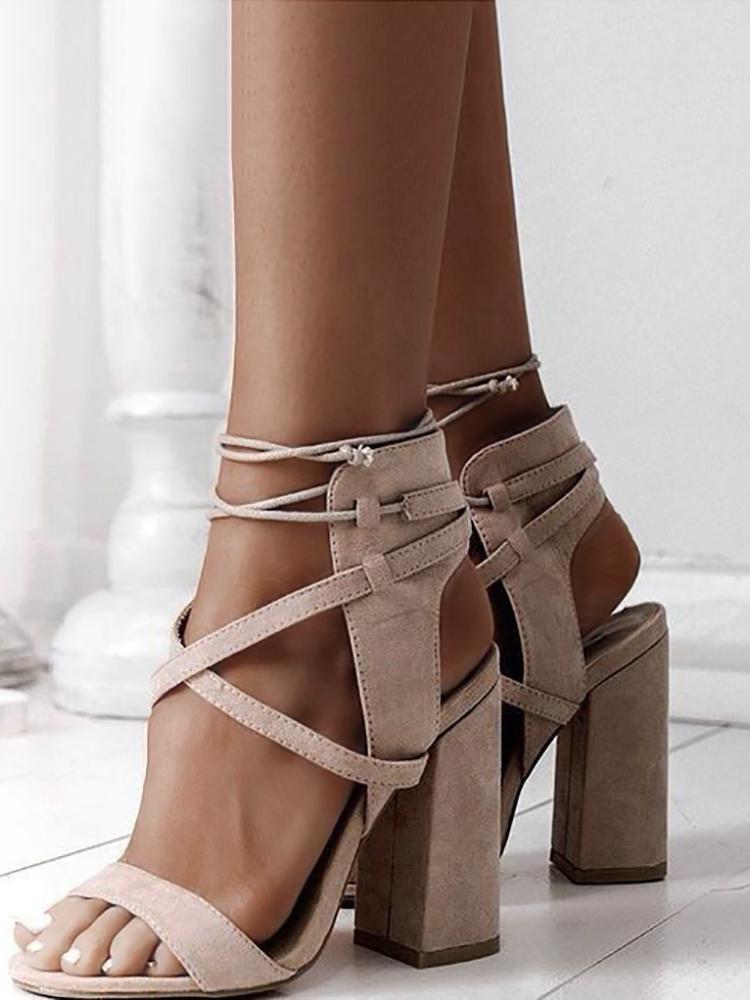 

Lace Up Open Toe Block Heels Sandals