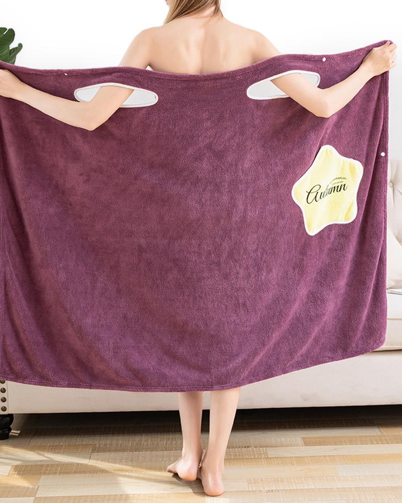 

Quick Dry Wearable Microfiber Plush Bathrobes, Purple