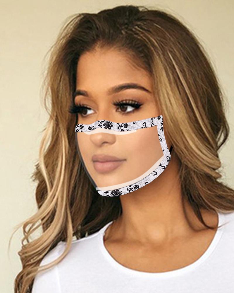 

Graphic Print Mouth Clear Window Visible Face Mask, Style2