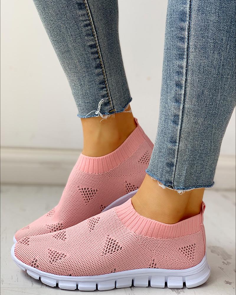 

Net Surface Breathable Knitting Casual Shoes, Pink