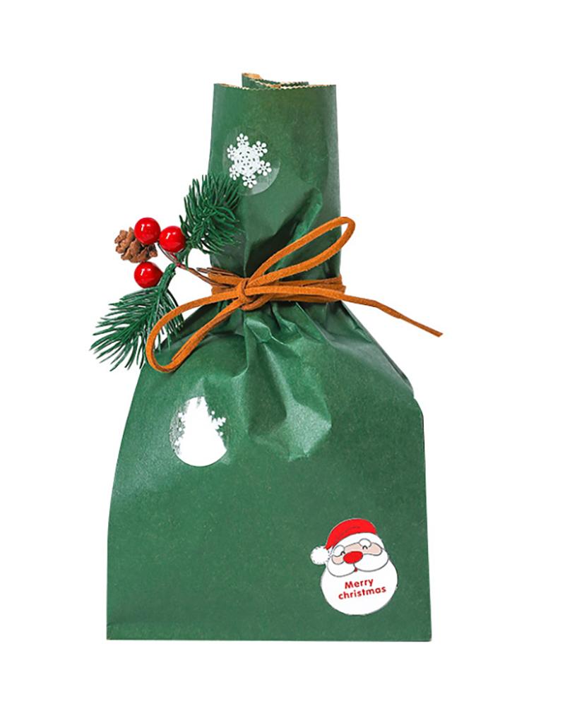 

Set Christmas Print Paper Packaging Bag, Green