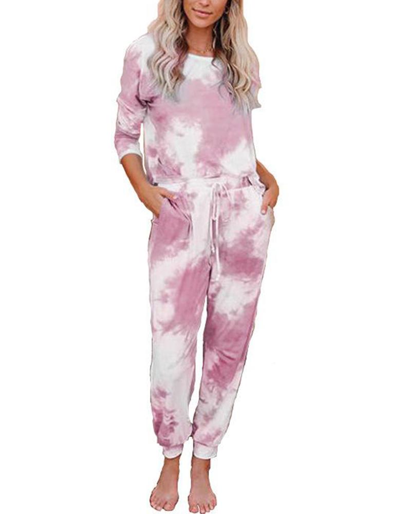 

Tie Dye Two-Piece Lounge Set, Pink