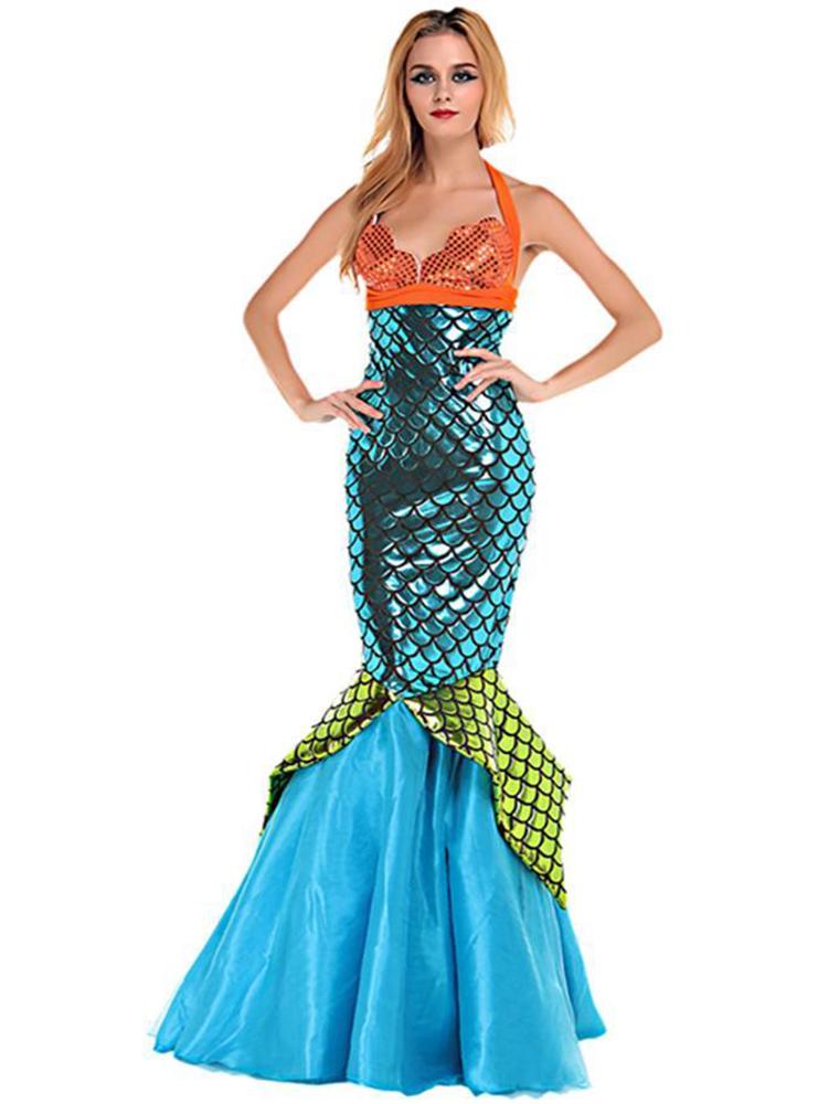 

Sexy Bodycon Mermaid Costume Adult Sexy Fancy Dress, Blue
