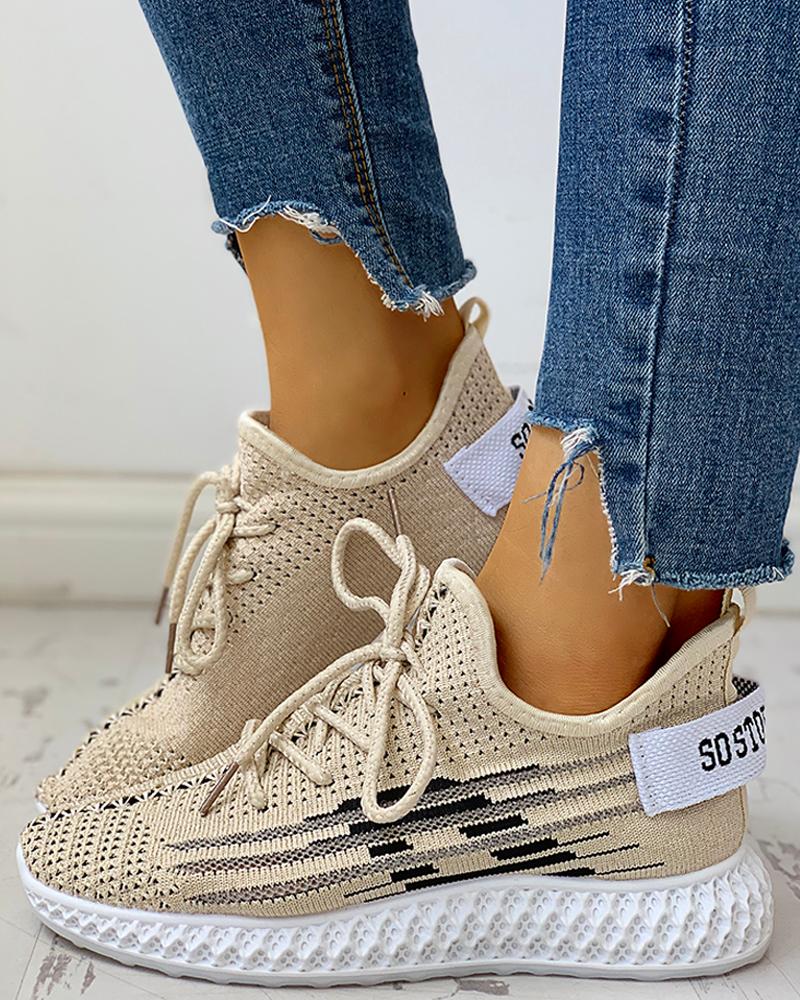 

Knitted Breathable Lace-Up Yeezy Sneakers
