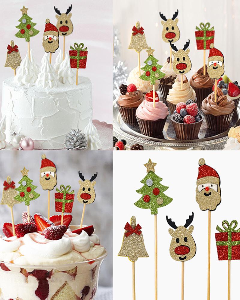 

Set Christmas Shaped Cake Topper, Multicolor