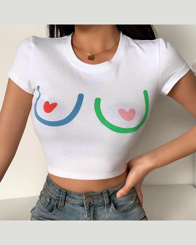 

Round Neck Crop T-Shirt, White