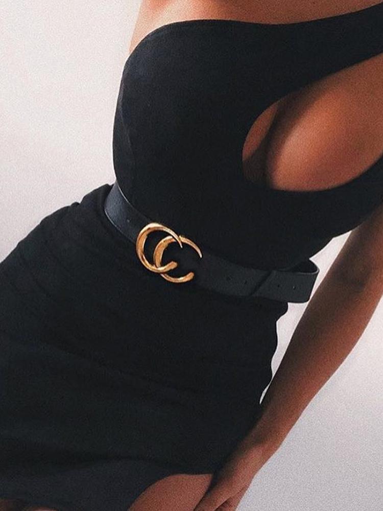 

One Shoulder Cut Out Chest Slit Party Dress