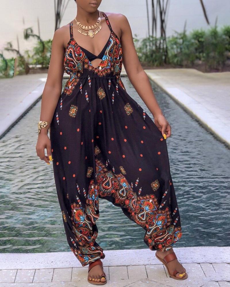 

V Neck Sling Baggy Jumpsuit